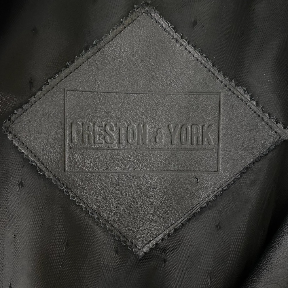 Vtg Preston & York Womens Leather Coat Size Large Petite Slouchy Chic Mob Wife - Picture 3 of 12